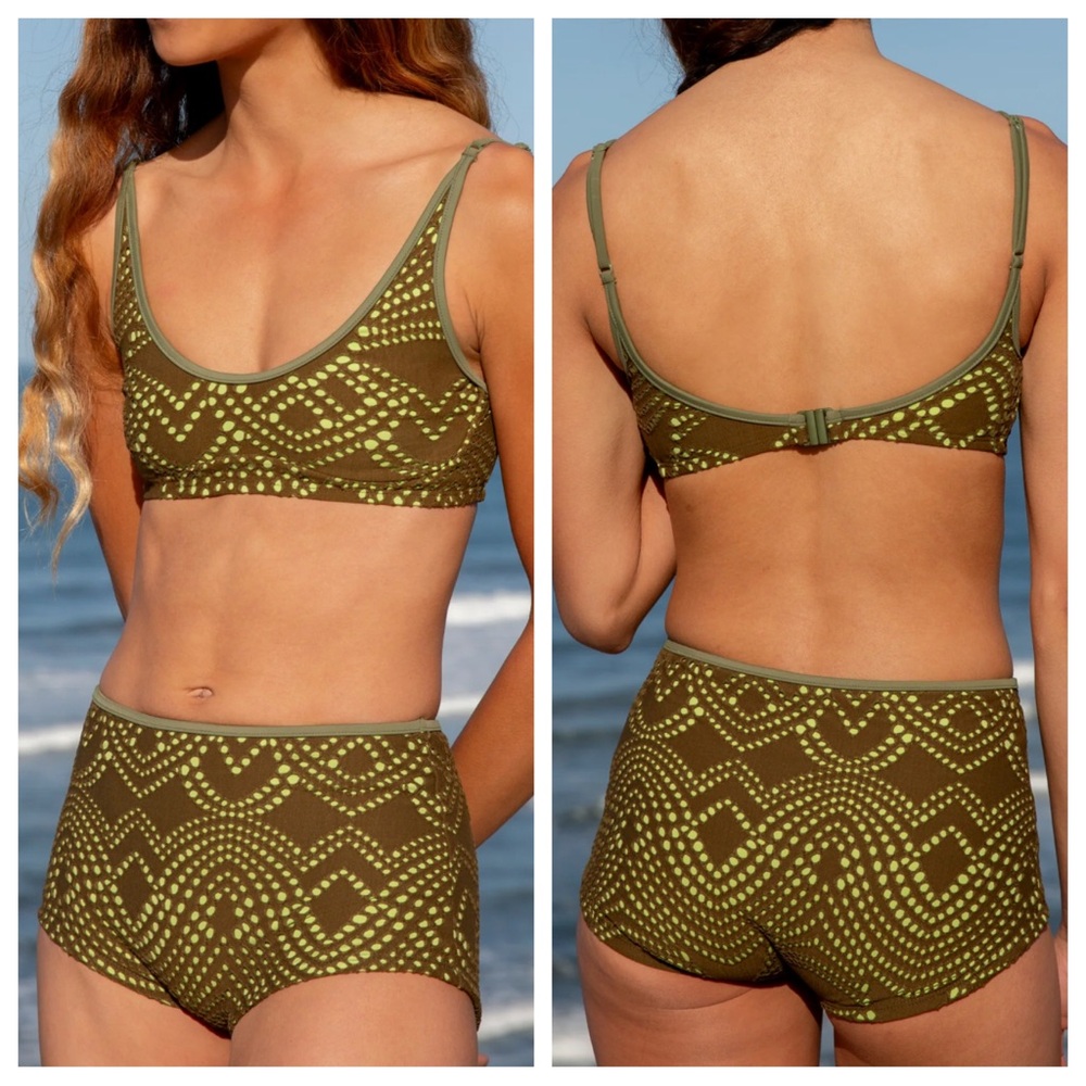 Seea Maggie Bikini Top with Flor High Waist Bottom - Zait Moss | NWT
